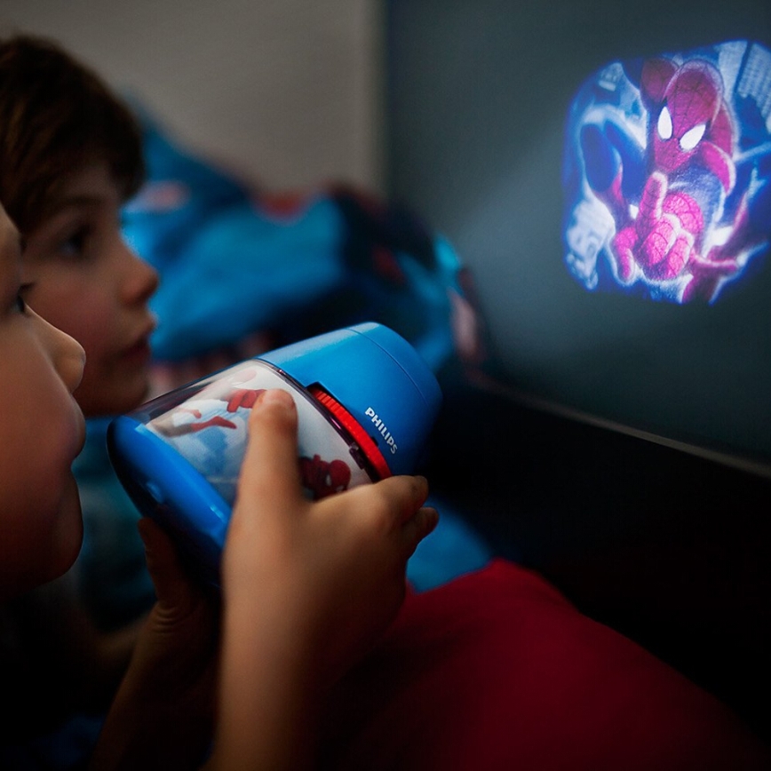 Philips 71769/40/16 - Kinder Tischlampe und Projektor DISNEY SPIDER-MAN 1xLED/0,1W + 3xLED/0,3W/4,5V