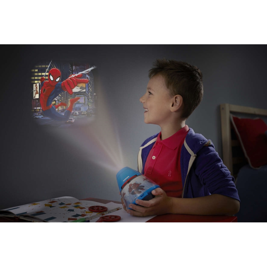 Philips 71769/40/16 - Kinder Tischlampe und Projektor DISNEY SPIDER-MAN 1xLED/0,1W + 3xLED/0,3W/4,5V