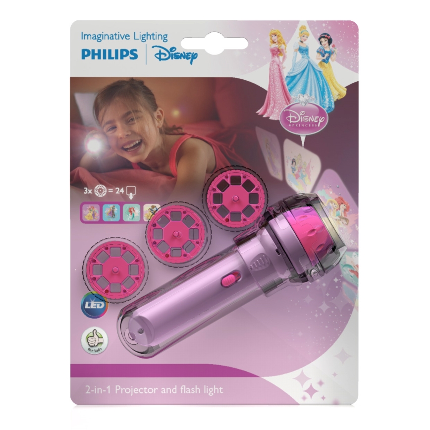 Philips 71788/28/16 - Kinder-Projektor DISNEY PRINCESS LED/3xLR44