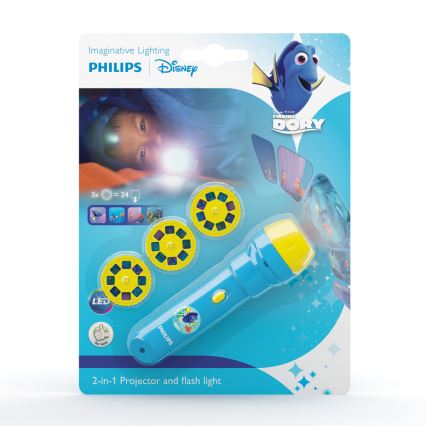 Philips 71788/90/16 - LED-Taschenlampe für Kinder und Projektor DISNEY DORY LED/3xLR44