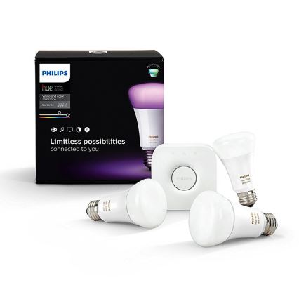 SET 3x dimmbare Glühbirne Philips Hue WHITE AND COLOR AMBIANCE 3xE27/10W/230V