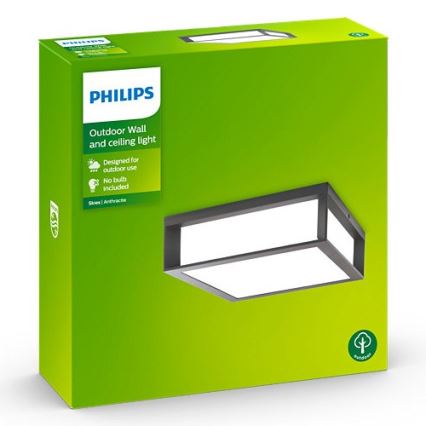 Philips - Außen-Deckenleuchte SKIES 2xE27/14W/230V IP44 anthrazit