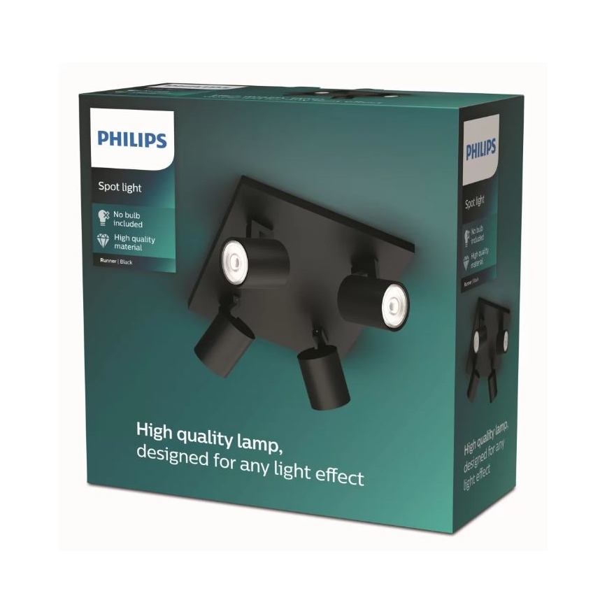 Philips - Deckenstrahler RUNNER 4xGU10/20W/230V schwarz