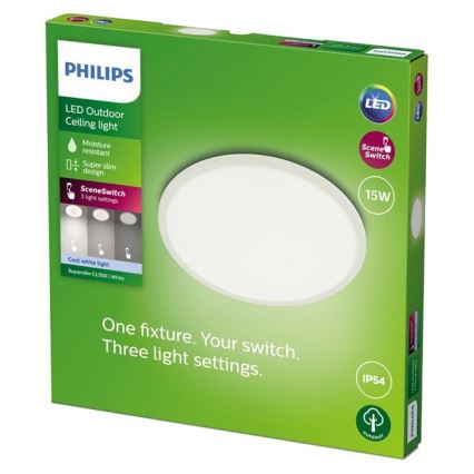 Philips - Dimmbare LED-Außenleuchte SUPERSLIM SCENE SWITCH LED/15W/230V IP54 weiß