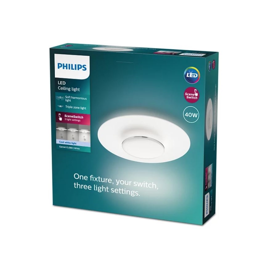 Philips- Dimmbare LED-Deckenleuchte SCENE SWITCH LED/40W/230V 4000K silbern