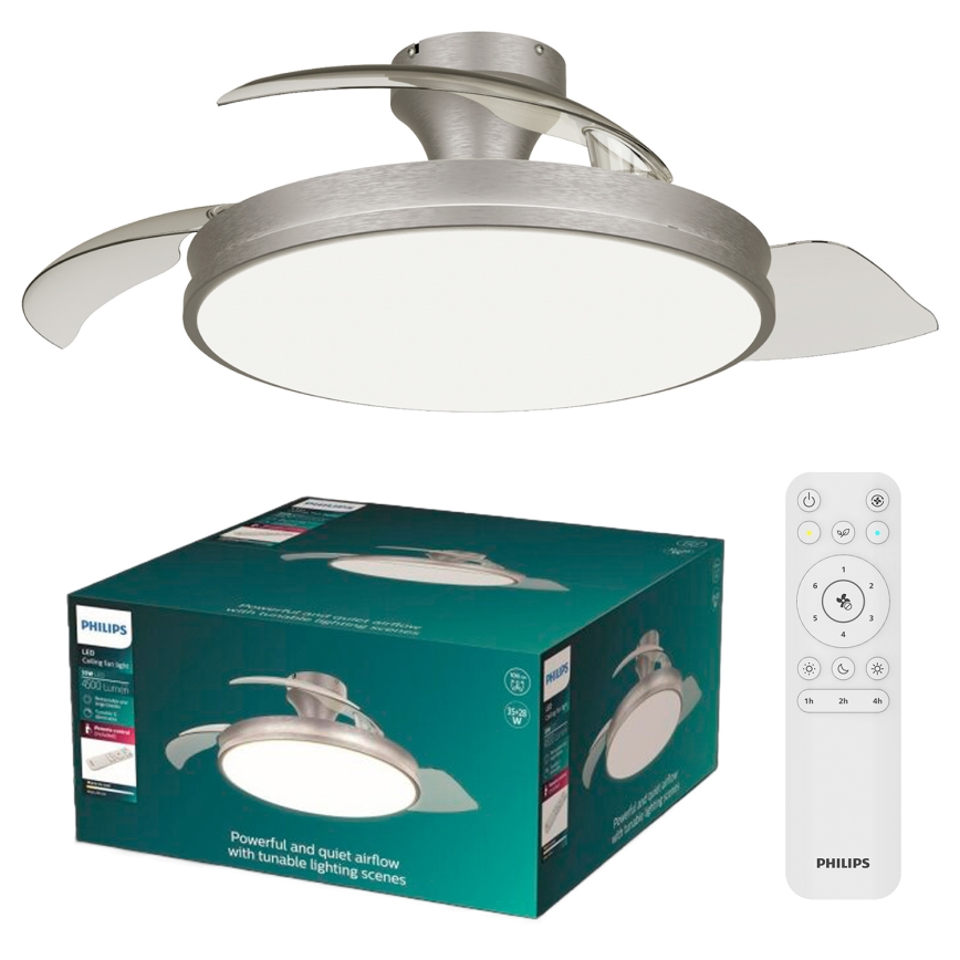 Philips - LED-dimmbare Deckenleuchte mit Ventilator ATLAS LED/35W/230V mattchrom + Fernbedienung