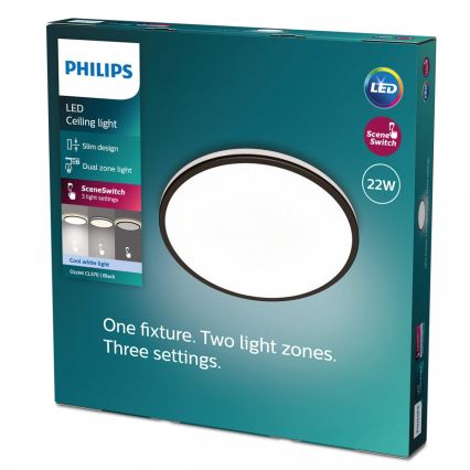 Philips - Dimmbare LED-Deckenleuchte SCENE SWITCH LED/22W/230V d 40 cm 4000K schwarz