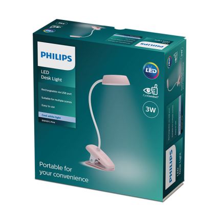 Philips - Dimmbare LED-Lampe mit einem Clip DONUTCLIP LED/3W/5V CRI 90 rosa