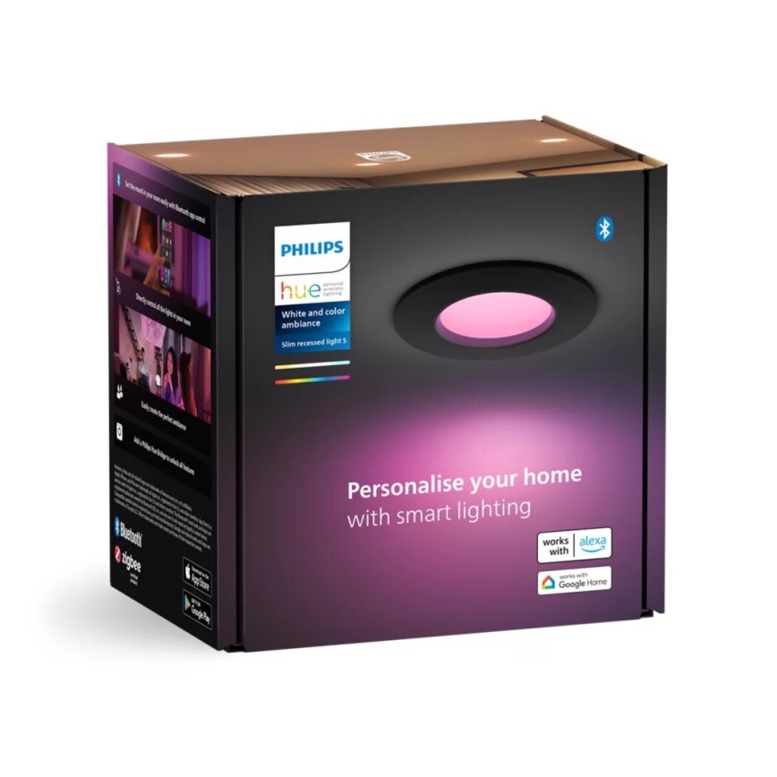 Philips - Dimmbare LED-RGBW-Einbauleuchte für Badezimmer Hue SLIM LED/8,3W/230V 2000-6500K IP44 schwarz