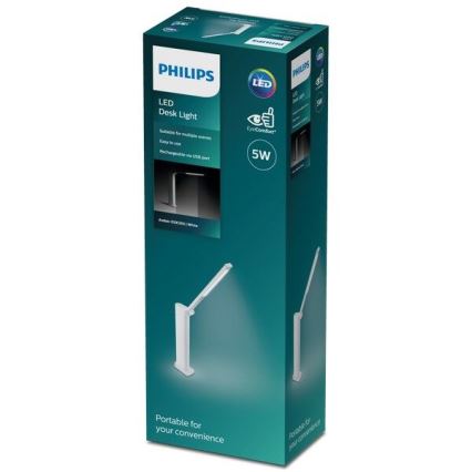 Philips - Dimmbare LED-Tischleuchte mit Touch-Funktion AMBER LED/5W/5V 1800 mAh weiß