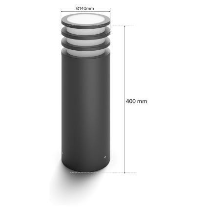 Philips - LED RGB dimmbare Außenleuchte Hue LUCCA 1xE27/8,1W/230V 40 cm 1000-20000K IP44