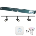 Philips - dimmbarer LED-RGBW-Strahler im Schienensystem EASYLINK HUE 3xGU10/4,7W/230V 2200-6500K 1m schwarz + Hue Bridge