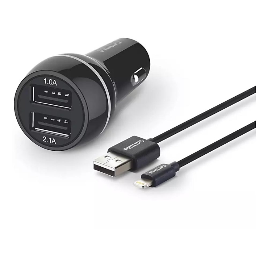 Philips DLP2357V/10 – Autoladegerät 2xUSB/12V + Kabel USB