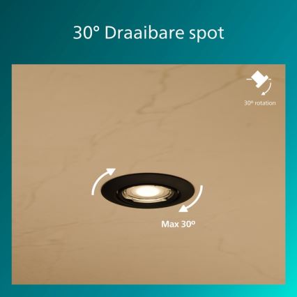 Philips - Einbauleuchte PERIDOT 1xGU10/7W/230V schwarz