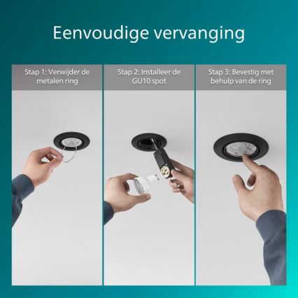 Philips - Einbauleuchte PERIDOT 1xGU10/7W/230V schwarz