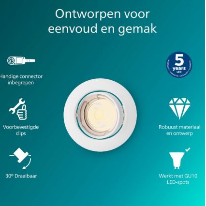 Philips - Einbauleuchte PERIDOT 1xGU10/7W/230V weiß