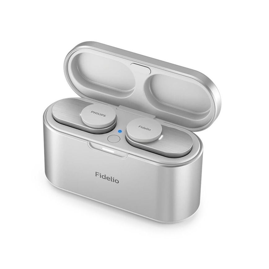 Philips Fidelio T1WT/00 - Kabellose Kopfhörer IPX4 2x 60 mAh + 650 mAh silbern