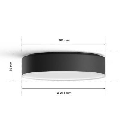 Philips - LED dimmbare Deckenleuchte Hue LED/9,6W/230V 2200-6500K Ø 261 mm schwarz + Fernbedienung