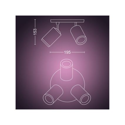 Philips - LED RGBW dimmbares Einbauleuchte Hue FUGATO 3xGU10/4,2W/230V 2000-6500K schwarz