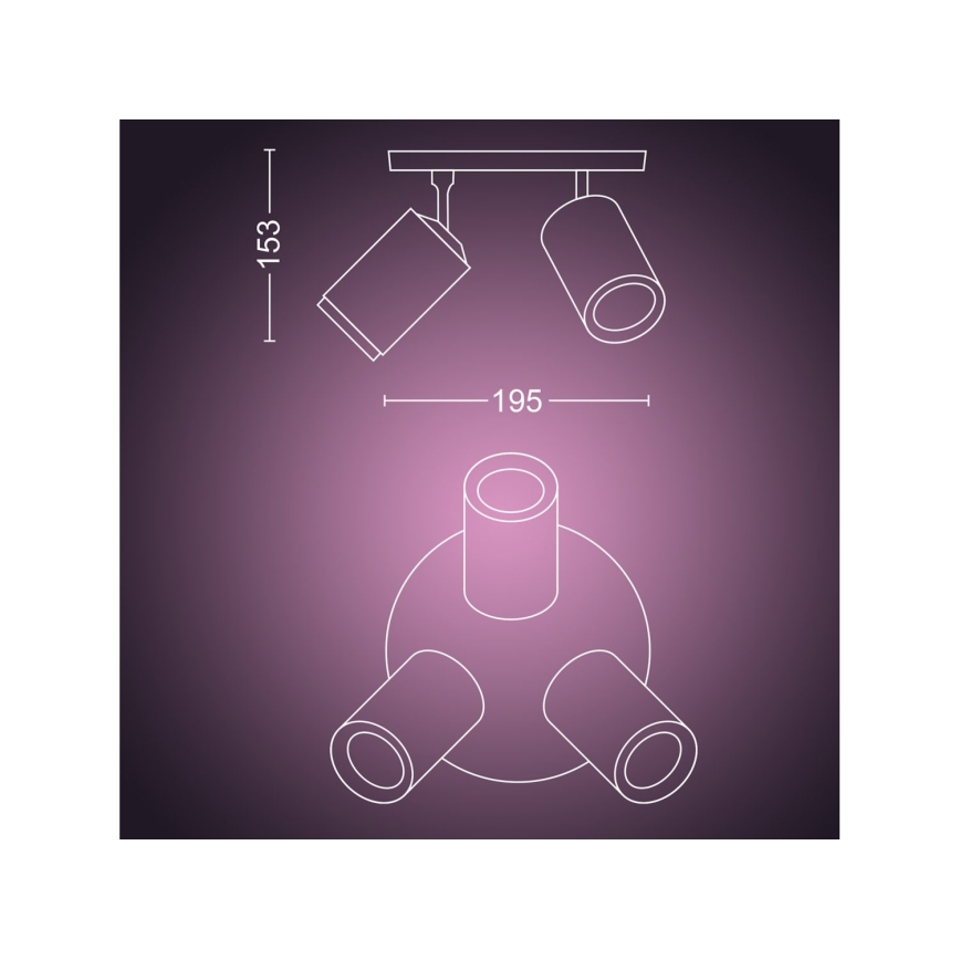 Philips - LED RGBW dimmbares Einbauleuchte Hue FUGATO 3xGU10/4,2W/230V 2000-6500K schwarz