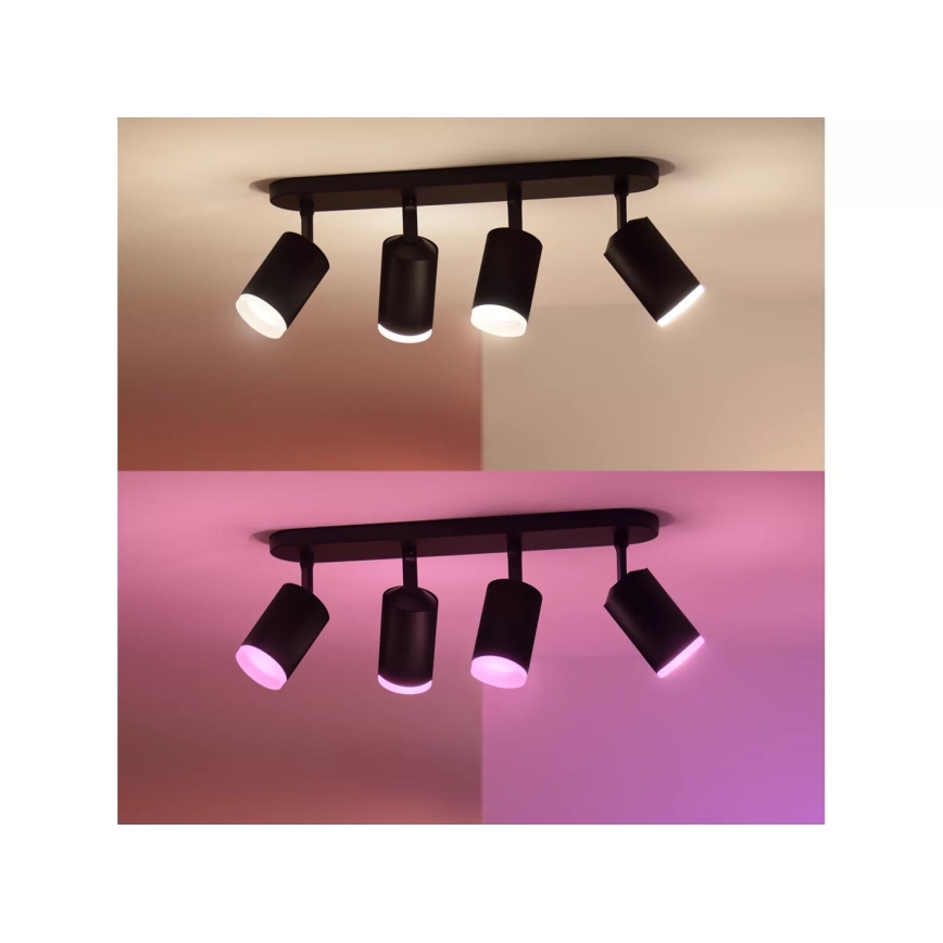 Philips - LED RGBW dimmbares Einbauleuchte Hue FUGATO 4xGU10/4,2W/230V 2000-6500K schwarz
