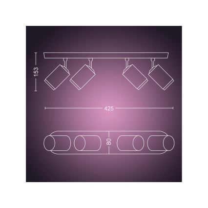 Philips - LED RGBW dimmbares Einbauleuchte Hue FUGATO 4xGU10/4,2W/230V 2000-6500K schwarz