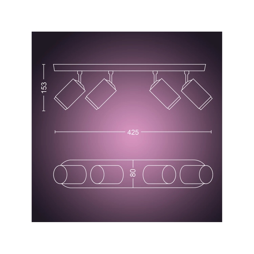 Philips - LED RGBW dimmbares Einbauleuchte Hue FUGATO 4xGU10/4,2W/230V 2000-6500K schwarz