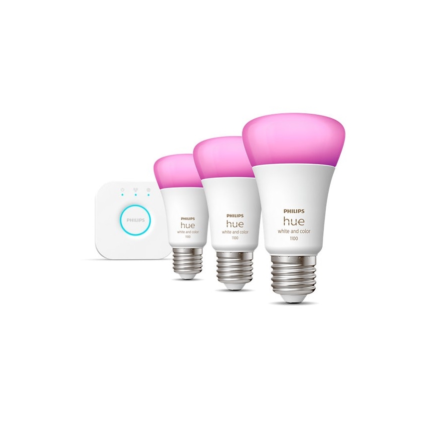 Grundset Philips Hue WHITE AND COLOR AMBIANCE 3xE27/9W/230V 2000-6500K + Verbindungsgerät