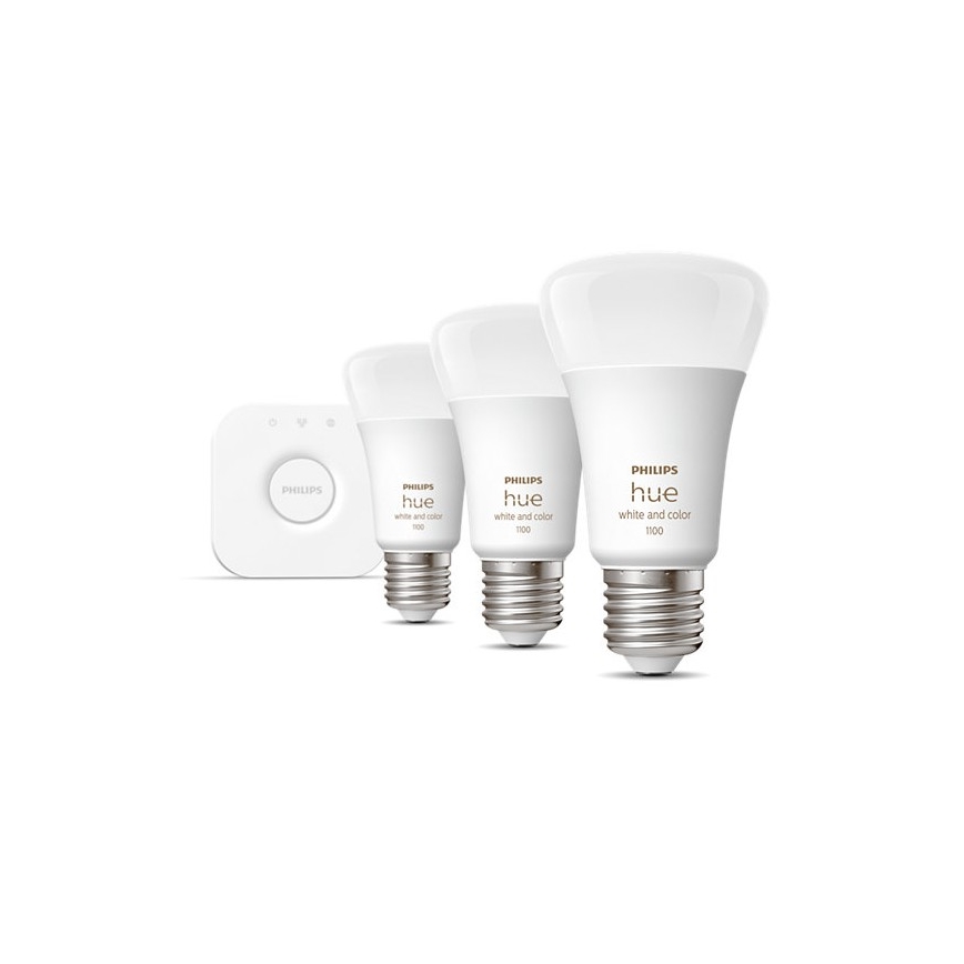 Grundset Philips Hue WHITE AND COLOR AMBIANCE 3xE27/9W/230V 2000-6500K + Verbindungsgerät