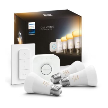 Philips Hue White Ambiance Starter-Set 3xE27/11W 2200-6500K + Hue Bridge und Dimmer Switch