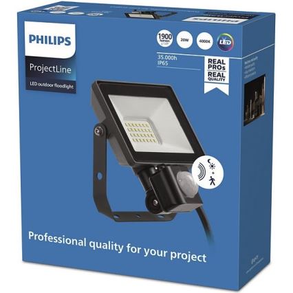 Philips – LED-Außenstrahler mit Sensor PROJECTLINE LED/20W/230V IP65 4000K