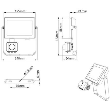 Philips – LED-Außenstrahler mit Sensor PROJECTLINE LED/20W/230V IP65 4000K