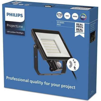 Philips – LED-Außenstrahler mit Sensor PROJECTLINE LED/50W/230V IP65 4000K