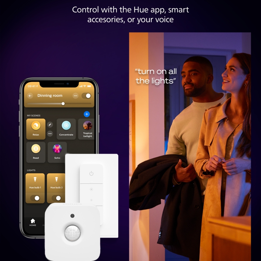 Philips - Hue AURELLE LED-Deckenleuchte, dimmbar, 19W/230V, 2200-6500K, 30x30 cm, schwarz