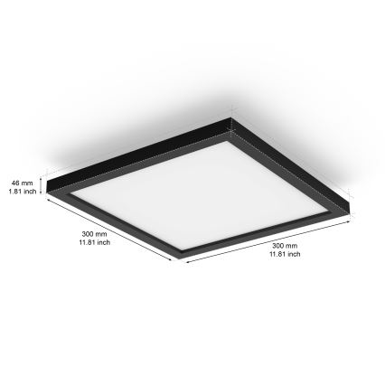 Philips - Hue AURELLE LED-Deckenleuchte, dimmbar, 19W/230V, 2200-6500K, 30x30 cm, schwarz