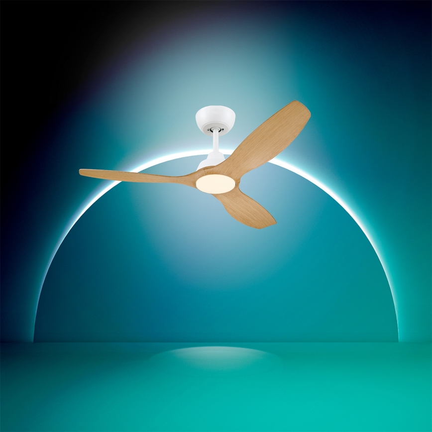 Philips - Dimmbarer LED-Deckenventilator OLAS LED/24W/230V Ø 132 cm weiß/braun + Fernbedienung