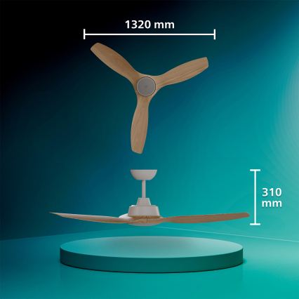 Philips - Dimmbarer LED-Deckenventilator OLAS LED/24W/230V Ø 132 cm weiß/braun + Fernbedienung