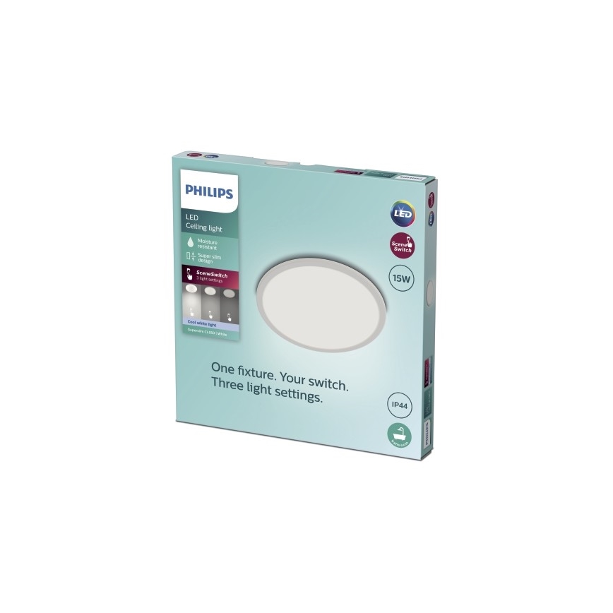 Philips - LED Dimmable bathroom ceiling light SCENE SWITCH LED/15W/230V IP44 4000K