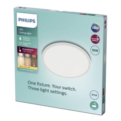 Philips - LED dimmbare Badezimmer-Deckenleuchte SCENE SWITCH LED/18W/230V IP44 2700K