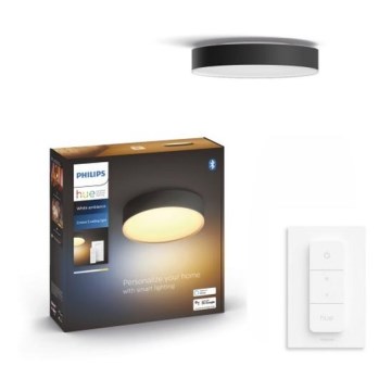 Philips - LED dimmbare Deckenleuchte Hue LED/9,6W/230V 2200-6500K Ø 261 mm schwarz + Fernbedienung