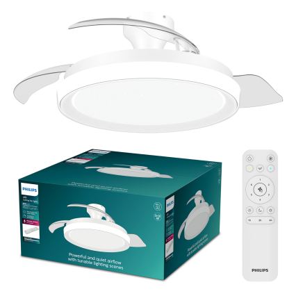Philips - Dimmbare LED-Deckenleuchte mit Ventilator BLISS LED/35W/230V weiß + Fernbedienung