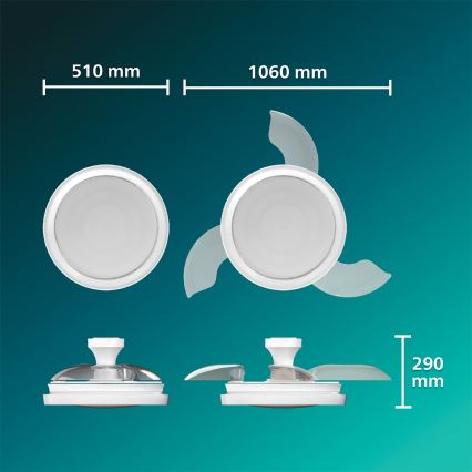 Philips - Dimmbare LED-Deckenleuchte mit Ventilator BLISS LED/35W/230V weiß + Fernbedienung