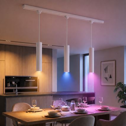 Philips - LED RGBW dimmbare Pendelleuchte mit Seilaufhängung im Schienensystem EASYLINK HUE 3xGU10/4,7W/230V 2200-6500K 1m weiß + Hue Bridge