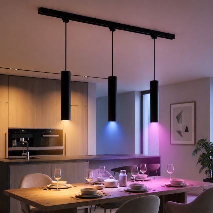 Philips - LED RGBW dimmbare Pendelleuchte am Seil im Schienensystem EASYLINK HUE 3xGU10/4,7W/230V 2200-6500K 1m schwarz