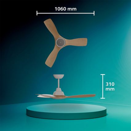 Philips - LED-dimmbarer Deckenventilator OLAS LED/24W/230V Ø 106 cm weiß/braun + Fernbedienung