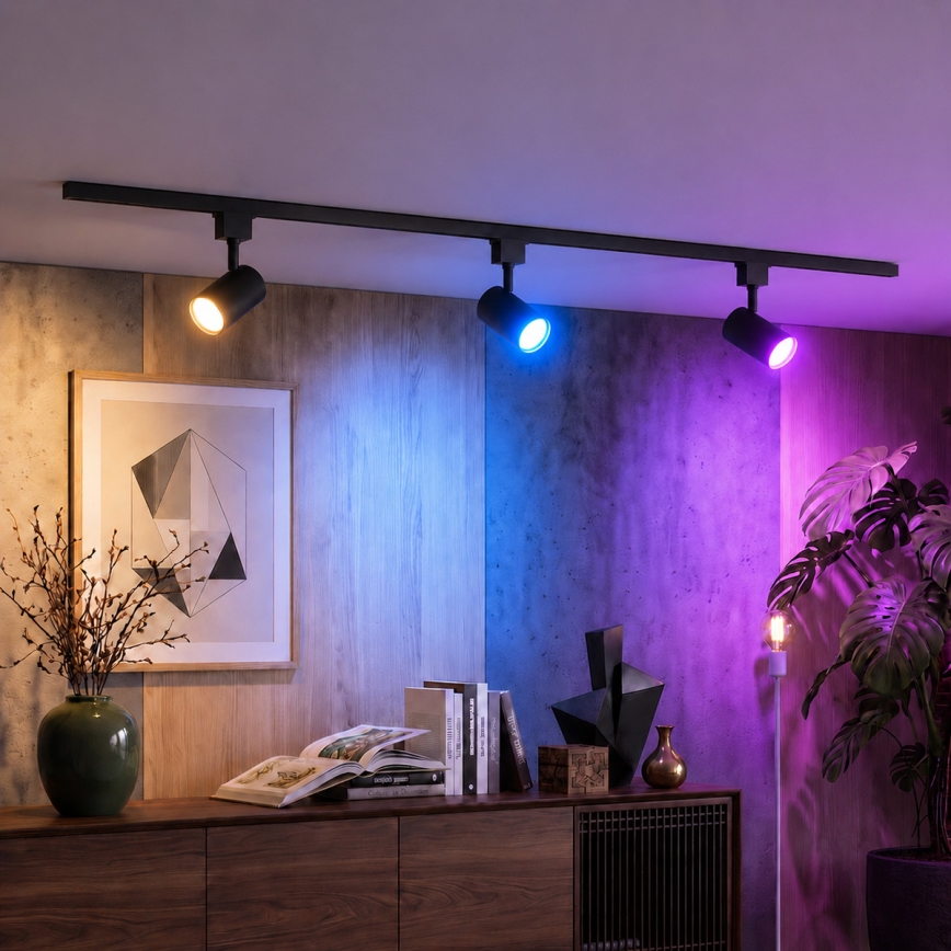 Philips - dimmbarer LED-RGBW-Strahler im Schienensystem EASYLINK HUE 3xGU10/4,7W/230V 2200-6500K 1m schwarz + Hue Bridge