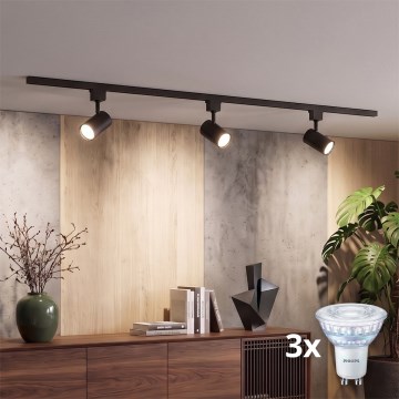 Philips - LED-dimmbarer Spot im Schienensystem EASYLINK 3xGU10/7W/230V 2200-2700K 1m schwarz