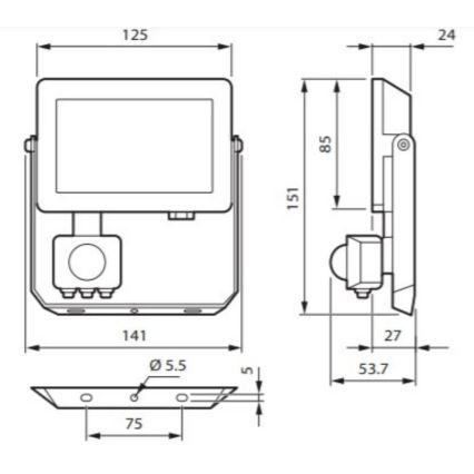 Philips - LED-Flutlichtstrahler mit Bewegungsmelder DECOFLOOD LED/20W/230V IP65