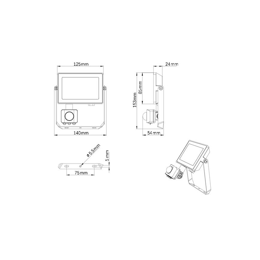 Philips – LED-Outdoor-Strahler mit Sensor PROJECTLINE LED/20W/230V IP65 3000K