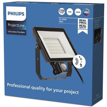 Philips – LED-Outdoor-Strahler mit Sensor PROJECTLINE LED/30W/230V IP65 3000K